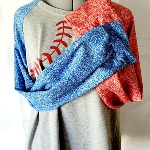 Kids Baseball Graphic Shirt - Gray, Blue, and Red
